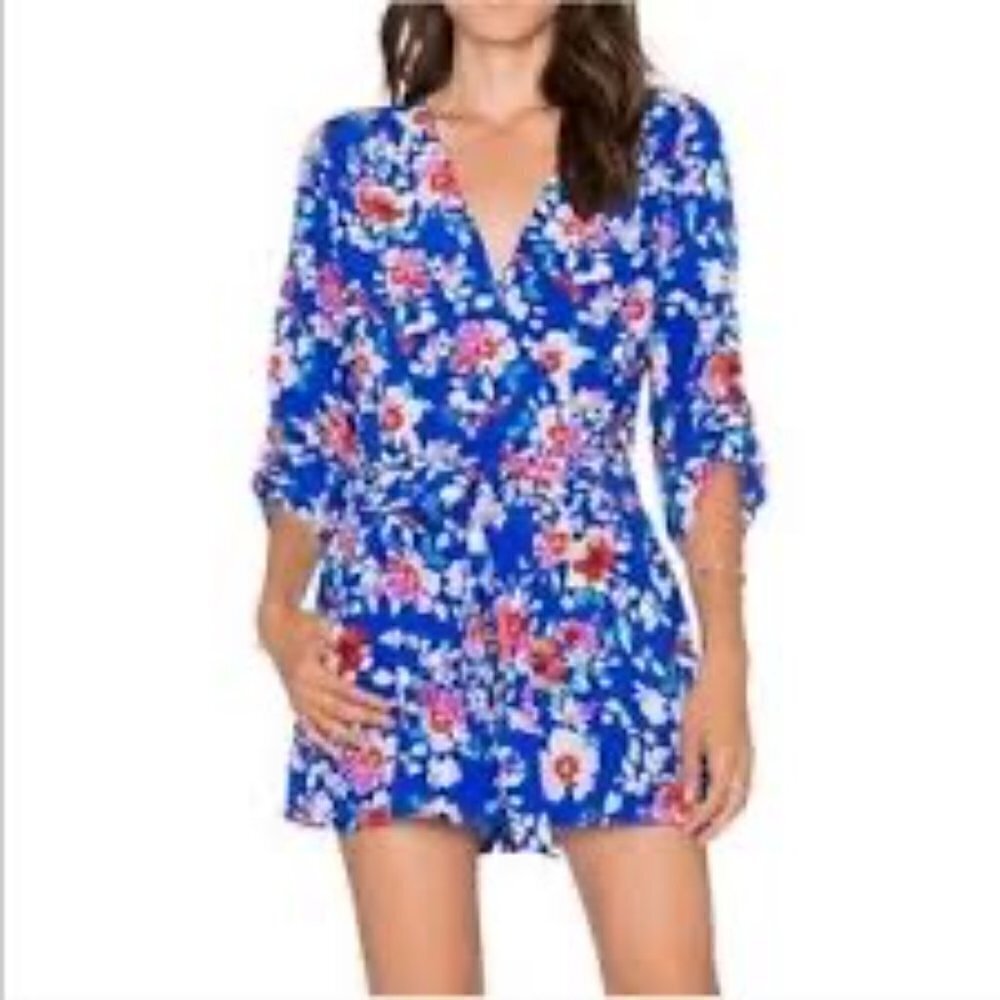 Yumi Kim Romper Faux Wrap V-Neck with Front Pockets and Sash XS - Picture 1 of 8